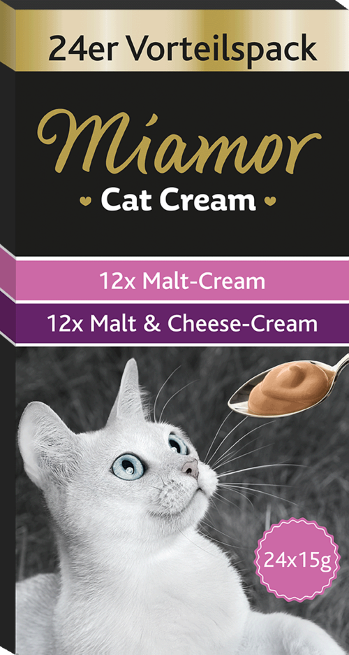 Miamor Cat Snack (Cream) Vorteilspack: Malt-Cream + Malt-Cream Käse  24x15g