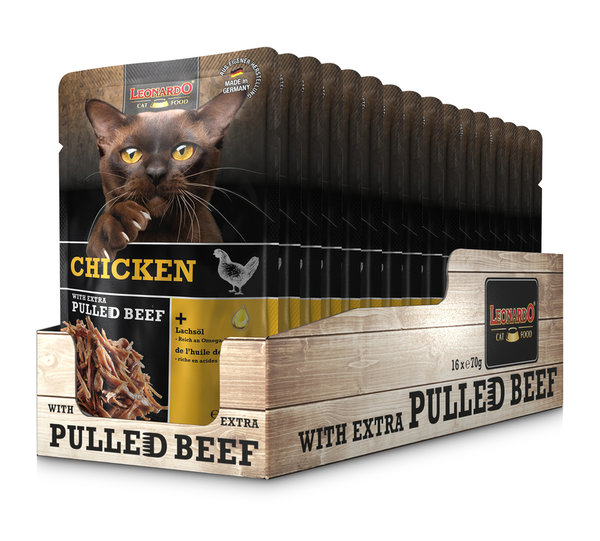 LEONARDO®  | Frischebeutel |  Chicken + extra pulled Beef (16 x 70 g)