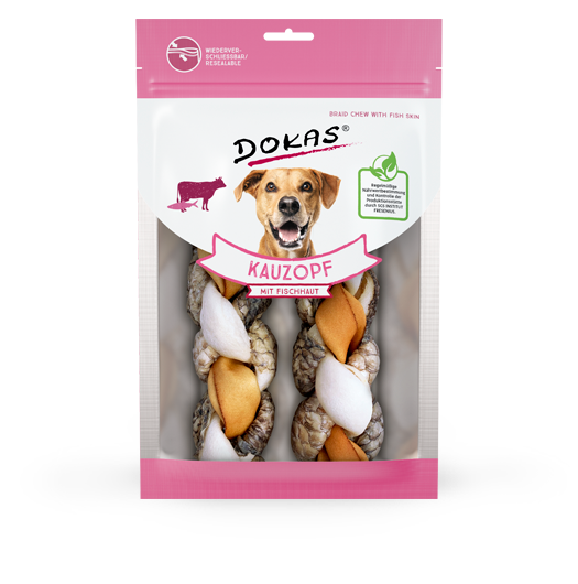 Dokas Dog Kauzopf mit Fischhaut, 2 Stück 120 g