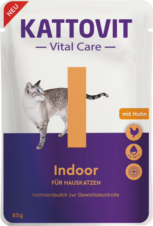 Kattovit Vital Care Indoor mit Huhn   |  Frischebeutel   |  24 x 85g