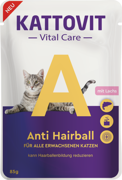 Kattovit Vital Care Anti Hairball mit Lachs   |  Frischebeutel   |  24 x 85g