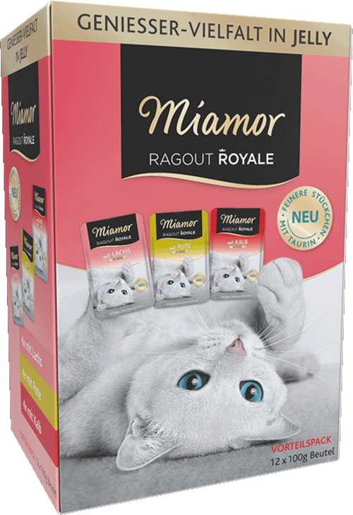 Miamor Ragout Royale in Jelly Multibox Adult |  Jelly | Pute / Lachs / Kalb  |  4 x 12 x 100g