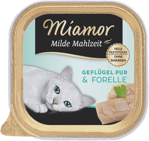 Miamor Milde Mahlzeit Geflügel Pur & Forelle   |  Schale   |  16 x 100g