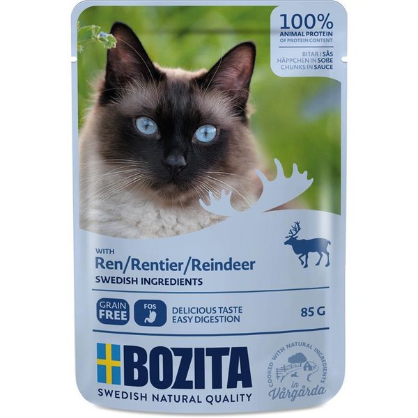 Bozita Cat Pouch Häppchen in Soße mit Rentier 12 x 85g