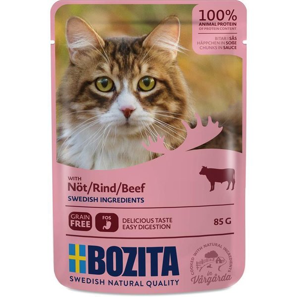 Bozita Cat Pouch Häppchen in Soße mit Rind 12 x 85g